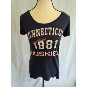 Connecticut Huskies Established 1881 Navy Blue Graphic T Shirt Womens Medium